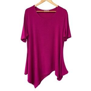 Bryn Walker Magenta Pink Siro Rayon Handkerchief Hem Tunic Top Size Medium Lagom